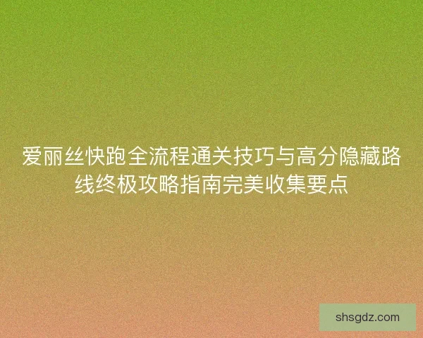 爱丽丝快跑全流程通关技巧与高分隐藏路线终极攻略指南完美收集要点
