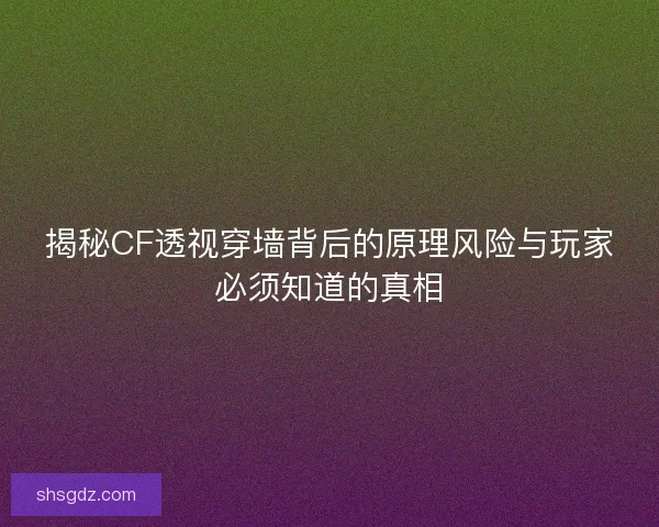 揭秘CF透视穿墙背后的原理风险与玩家必须知道的真相 揭秘CF透视穿墙背后的原理风险与玩家必须知道的真相